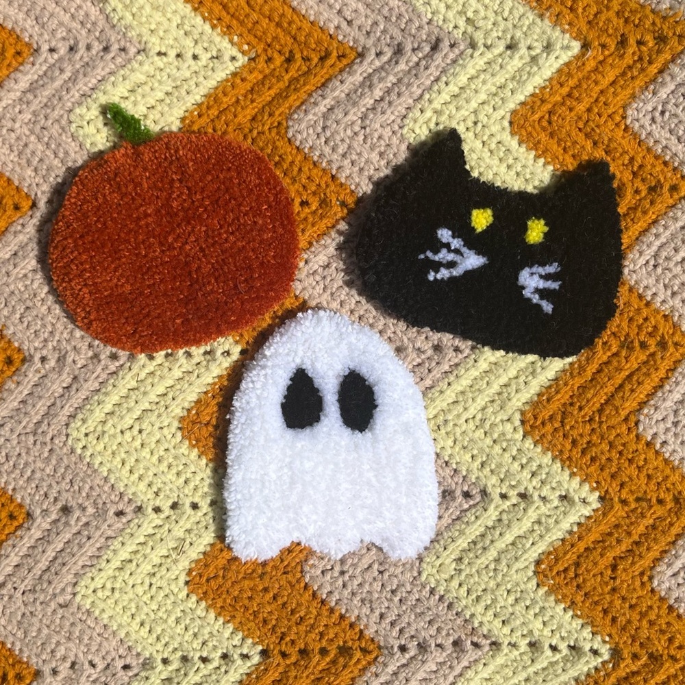 Fluffy pumpkin coaster 🎃